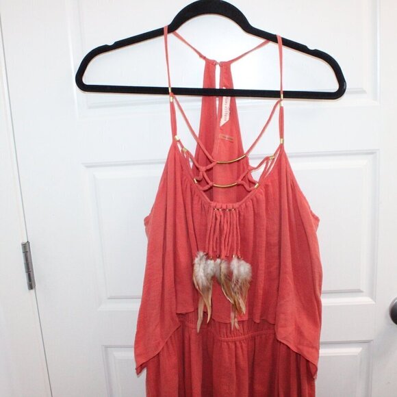 Rebecca Taylor Women's Fit & Flare Gauze Dress Sleeveless Size 10 Orange Feather - Picture 4 of 4